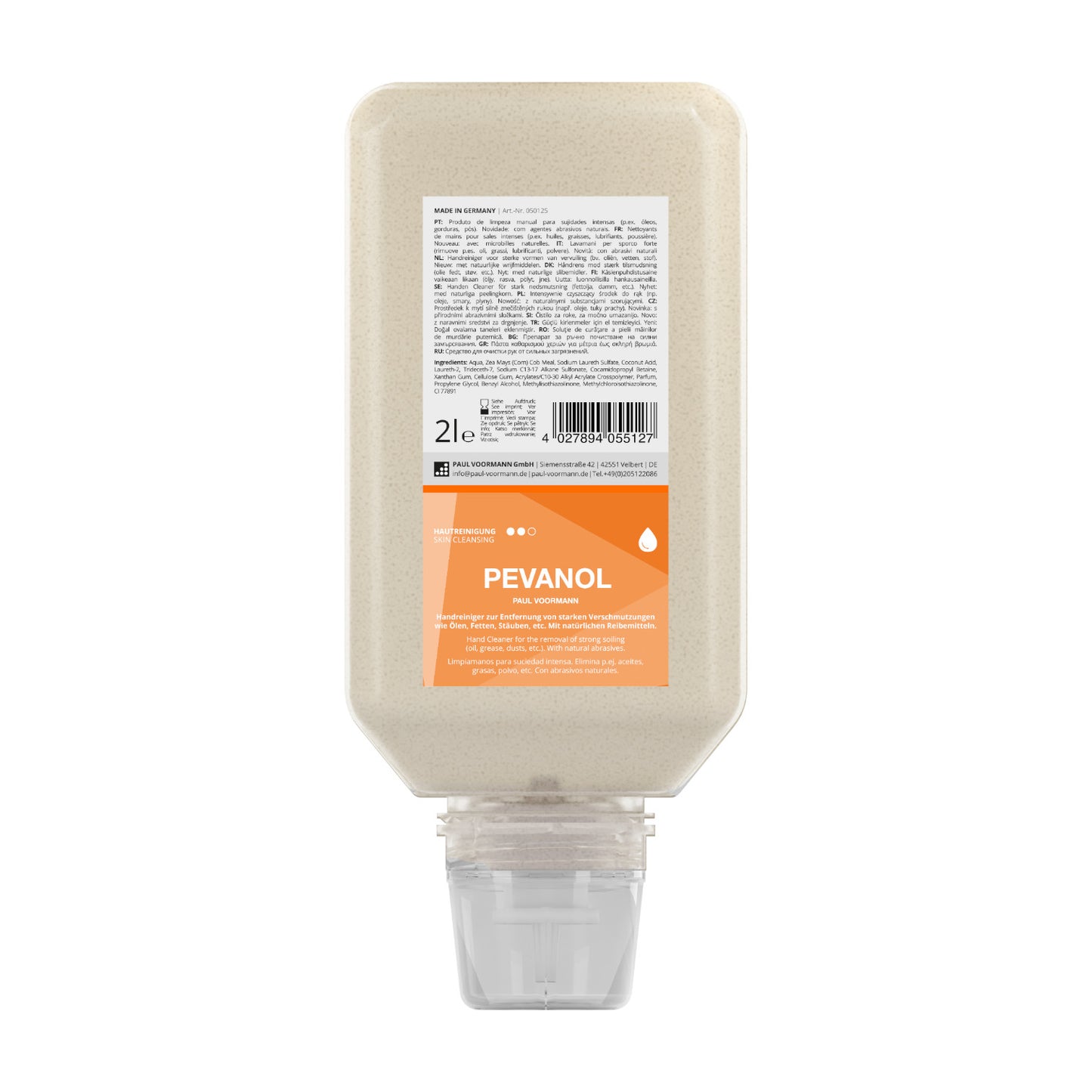 Pevanol - Hand cleaner with natural abrasives from corn cob flour, soft bottle