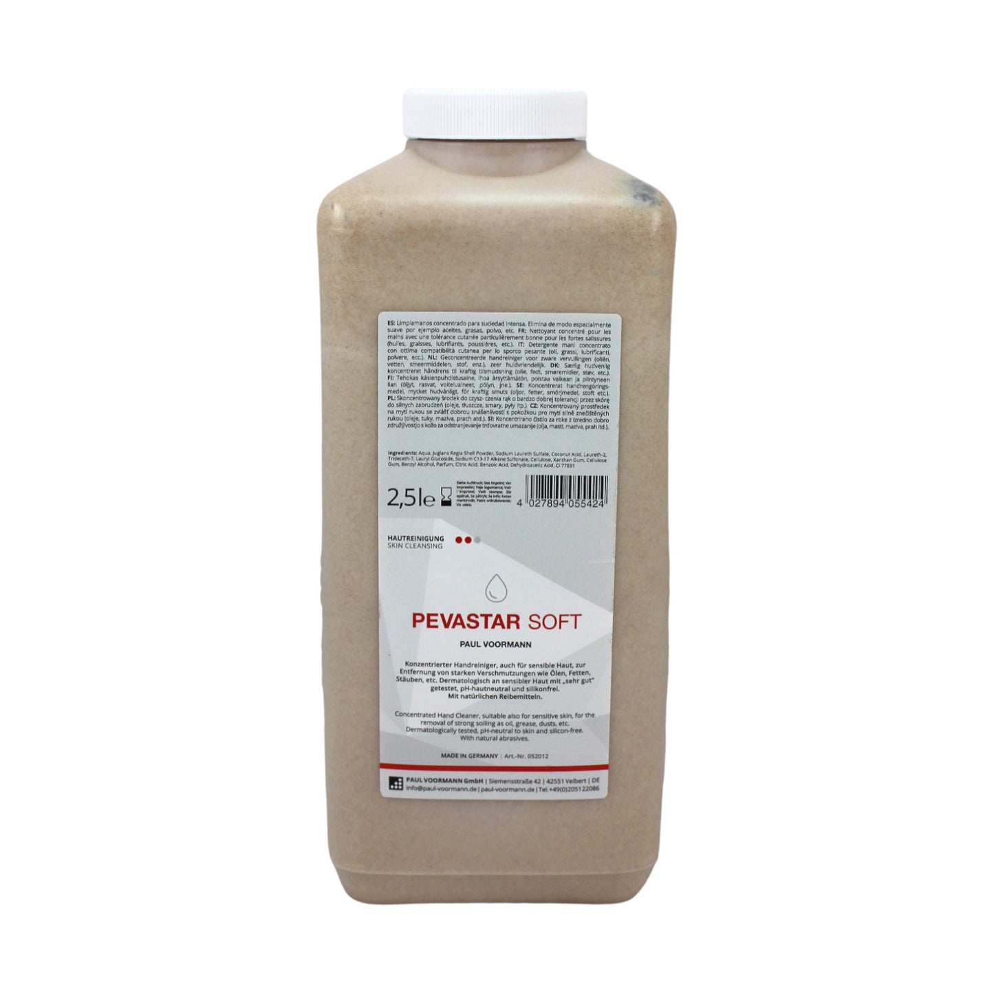 Pevastar SOFT - Concentrated hand cleaner with natural abrasives from walnut shell flour - suitable for sensitive skin, can