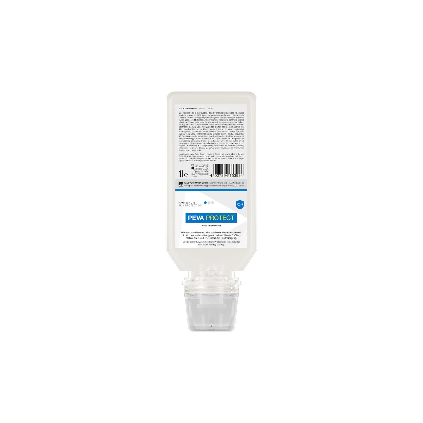 Peva Protect Skin Protection Soft Bottle 1L For protection against non-aqueous working materials