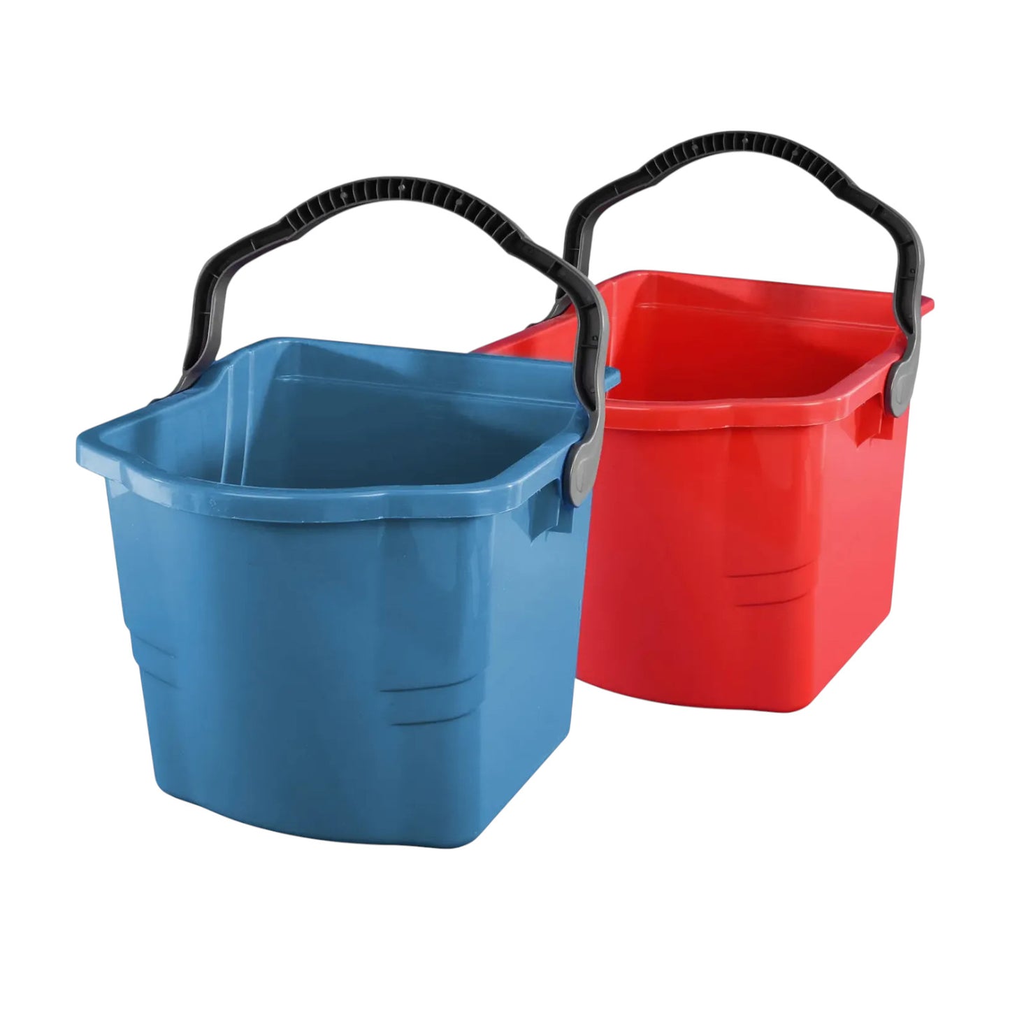 Doppelfahrwagen mit 2 x 25 l Eimer, Mopp-Presse, Utensilbehälter, Müllsackhalterung, Mopphalter + Ablage