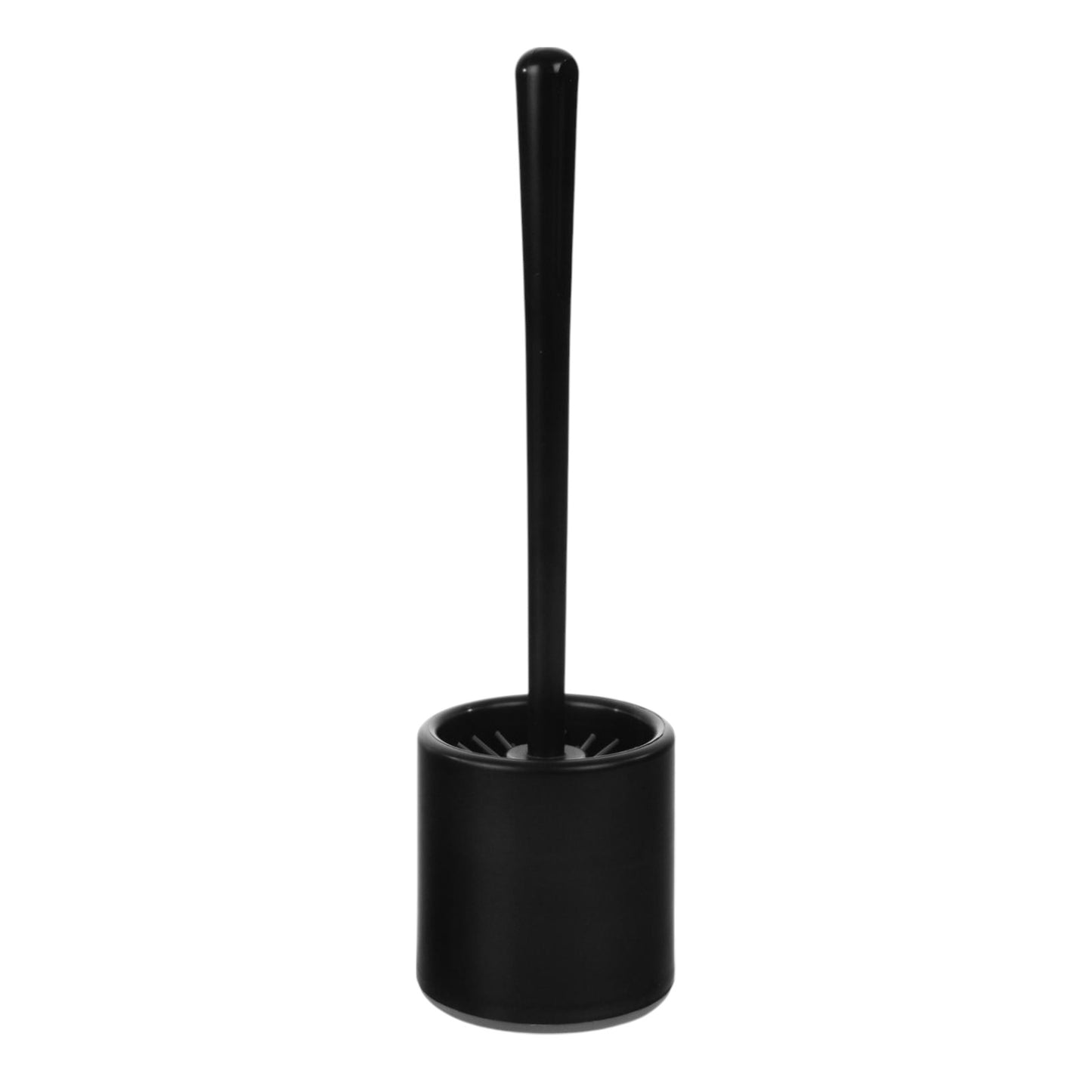 Toilet brush holder black, handle with grey silicone brush head