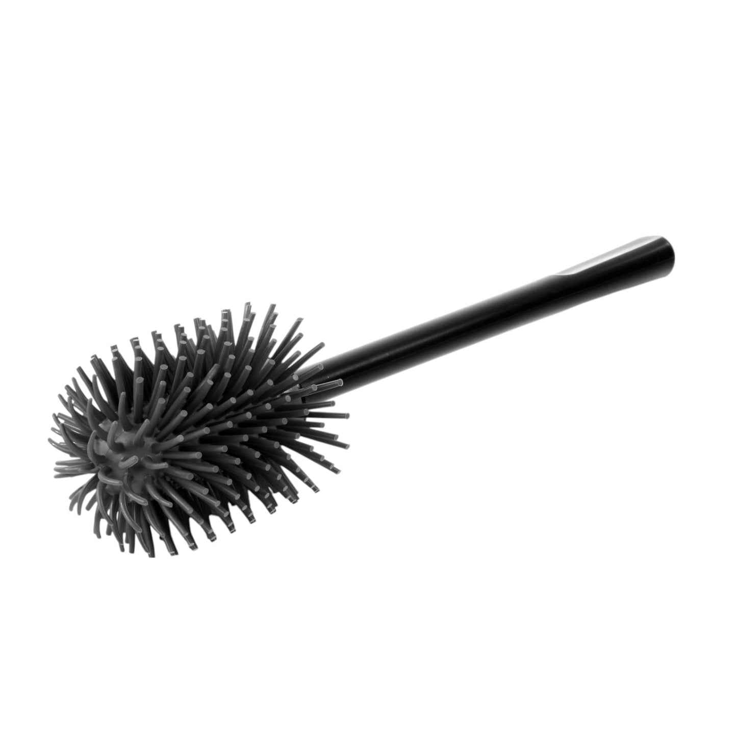 Toilet brush holder black, handle with grey silicone brush head