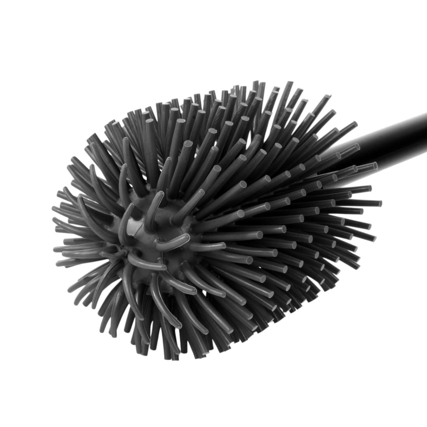 Toilet brush holder black, handle with grey silicone brush head