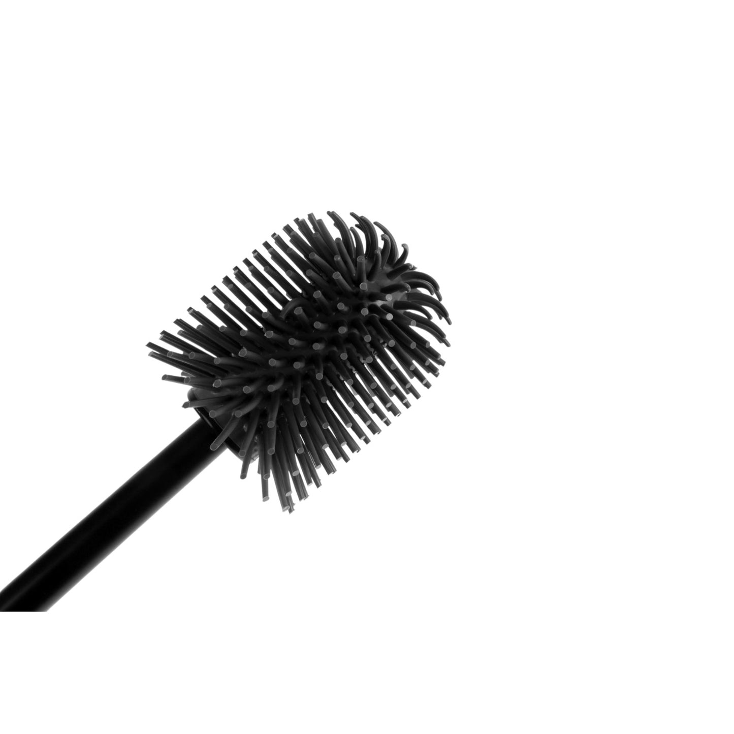 Toilet brush holder black, handle with grey silicone brush head