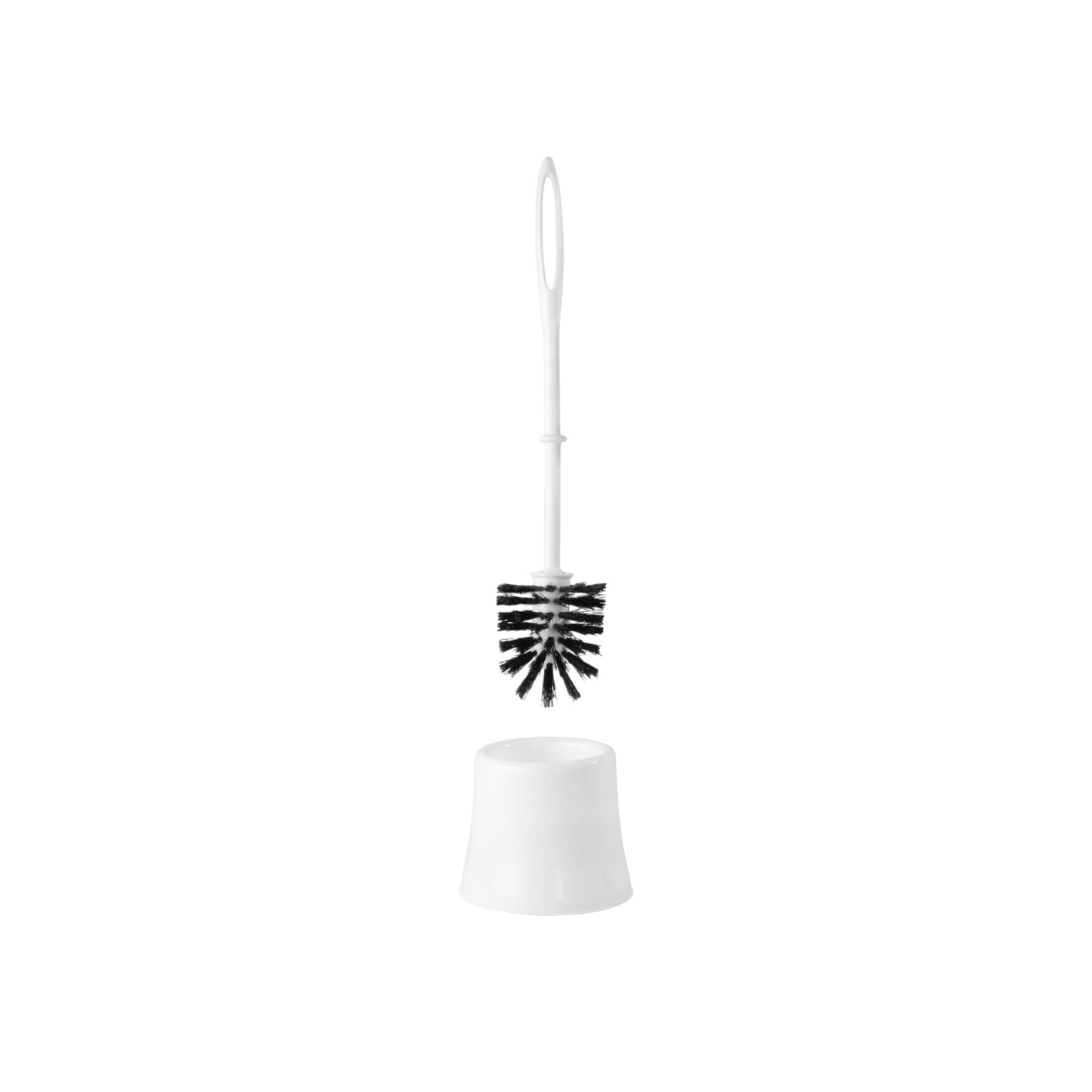 Toilet brush holder white, with white plastic handle and black brush head