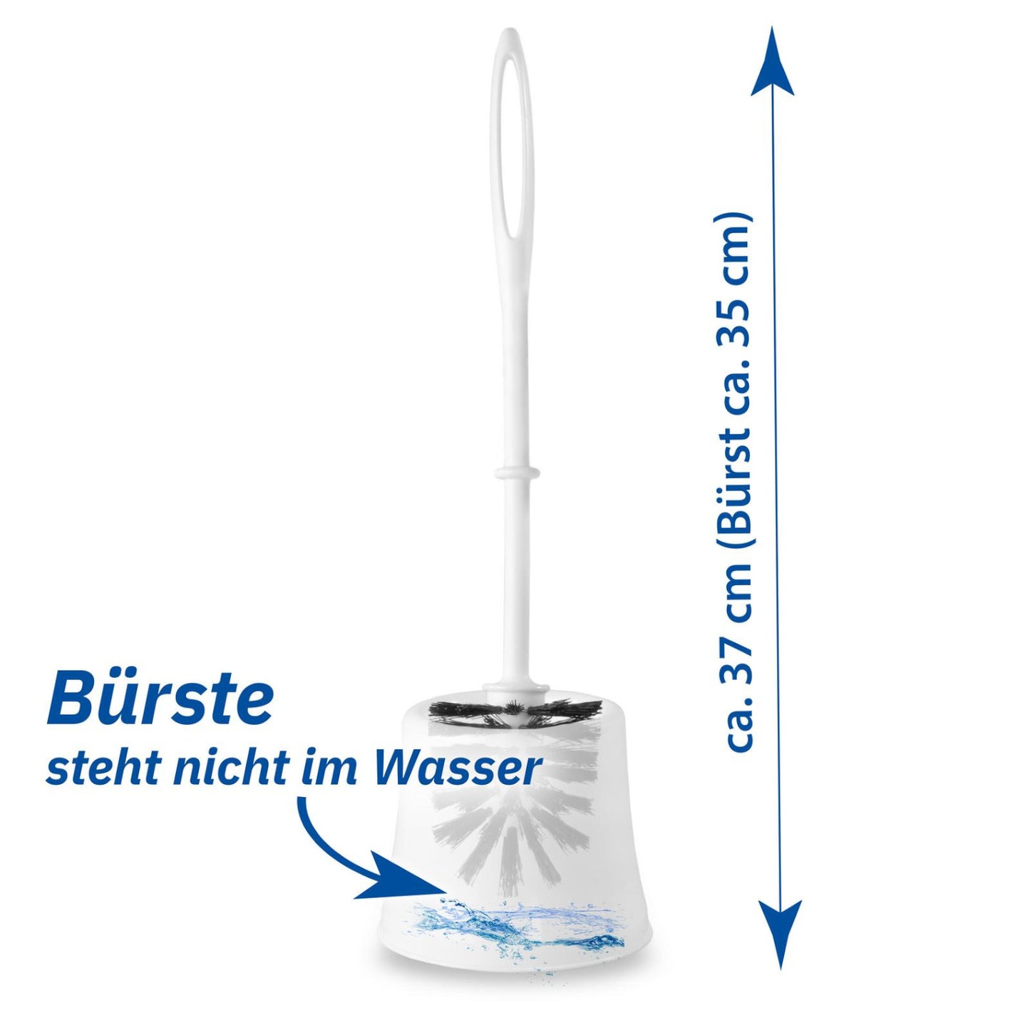 Toilet brush holder white, with white plastic handle and black brush head