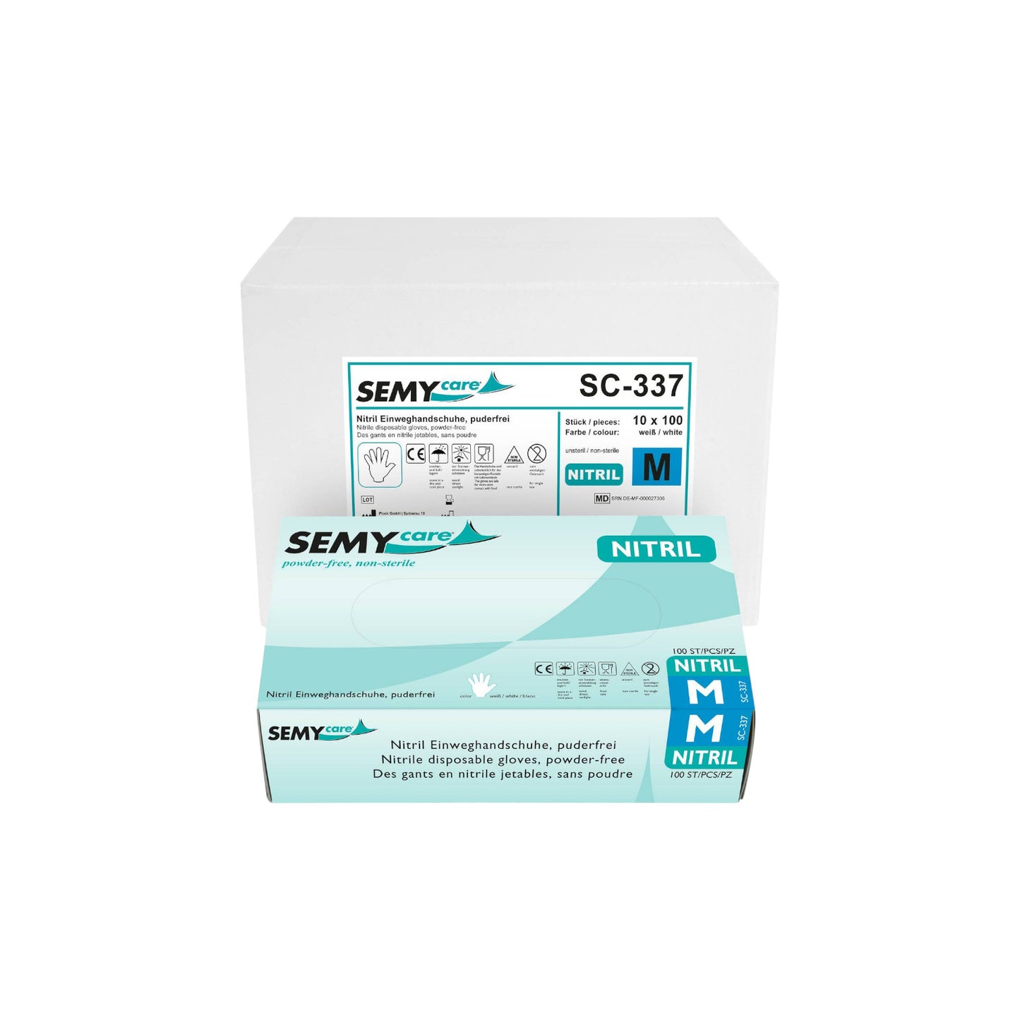 Nitrile disposable gloves white, powder-free, 10 x 100 pieces