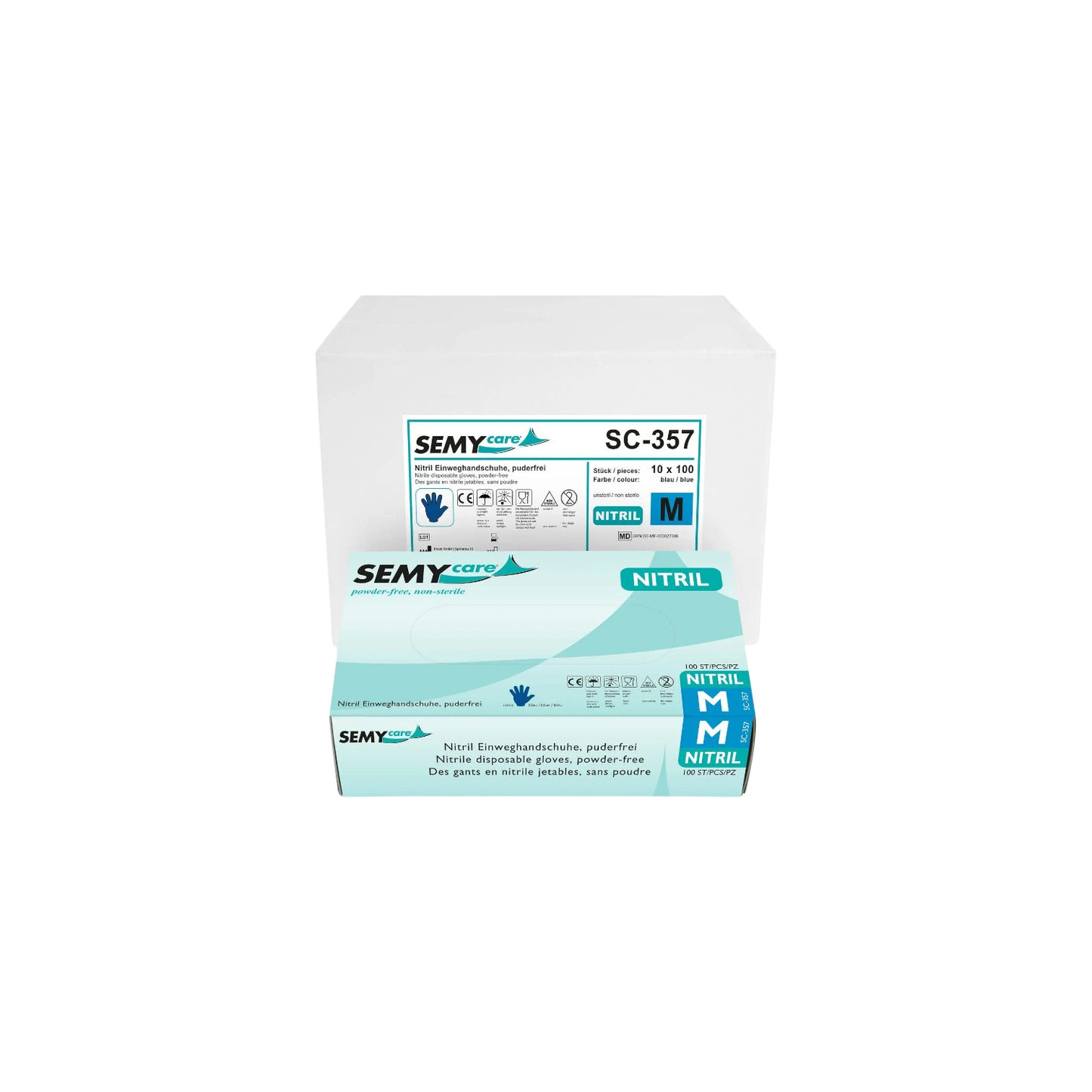 Nitrile disposable gloves blue, powder-free, 10 x 100 pieces