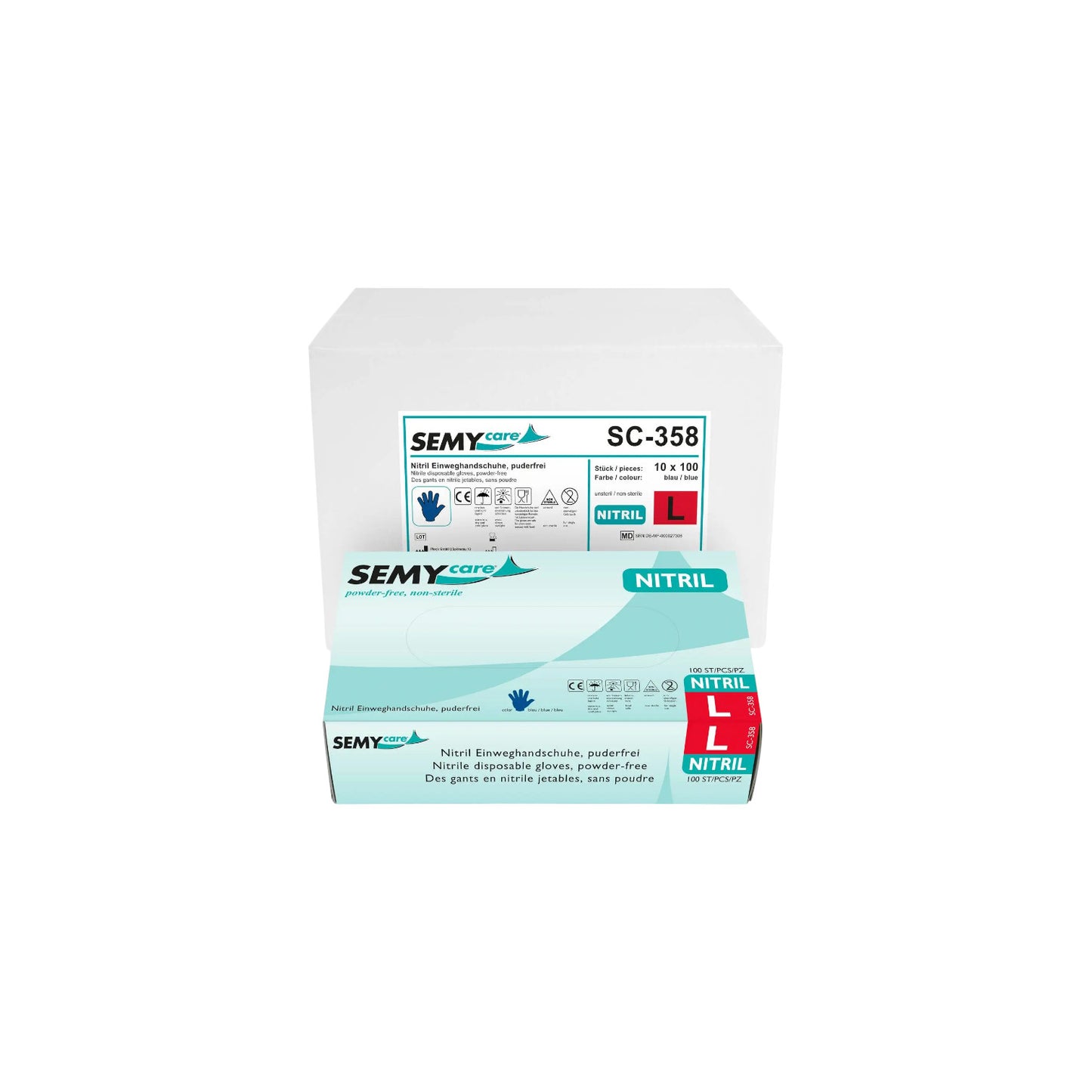 Nitrile disposable gloves blue, powder-free, 10 x 100 pieces