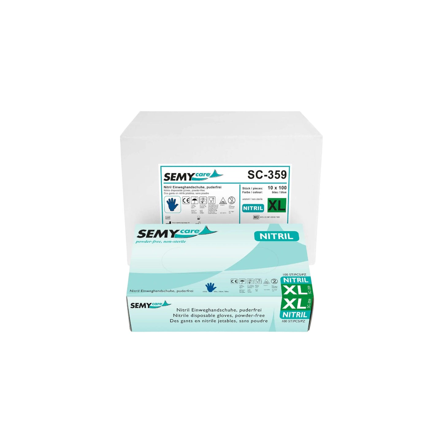 Nitrile disposable gloves blue, powder-free, 10 x 100 pieces
