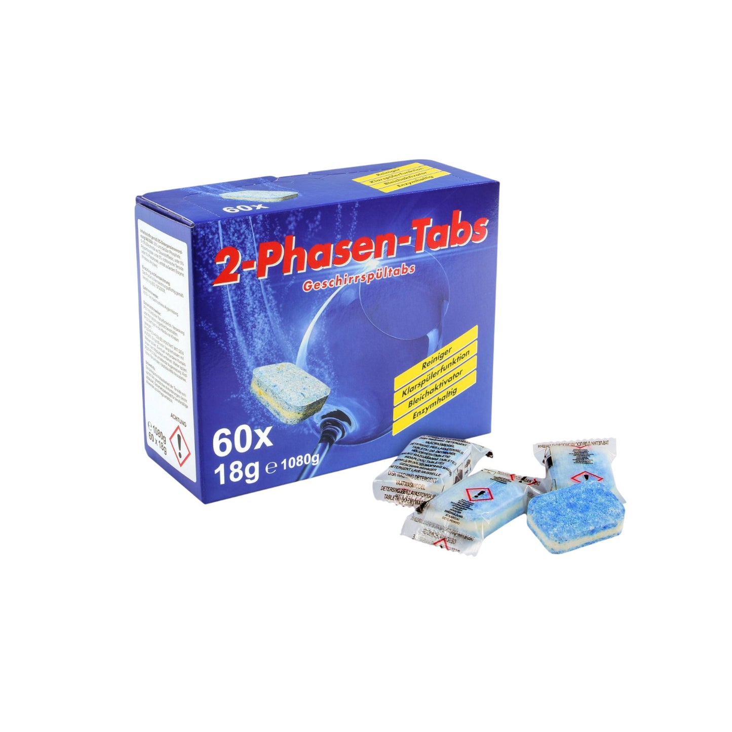Dishwasher tablets 2 phases, detergent and rinse aid, 60 pieces