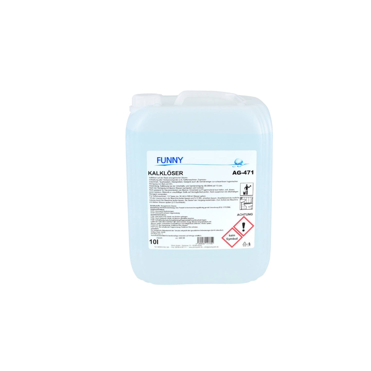 Limescale remover, 10 liters in a canister, suitable for food use