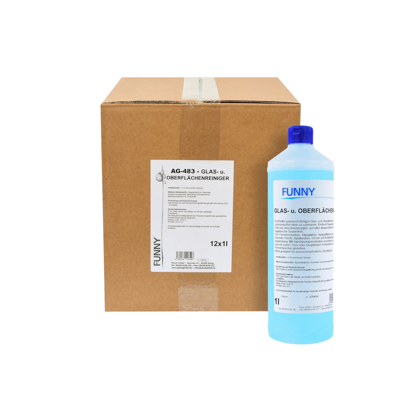 Glass and surface cleaner, 12 x 1 l