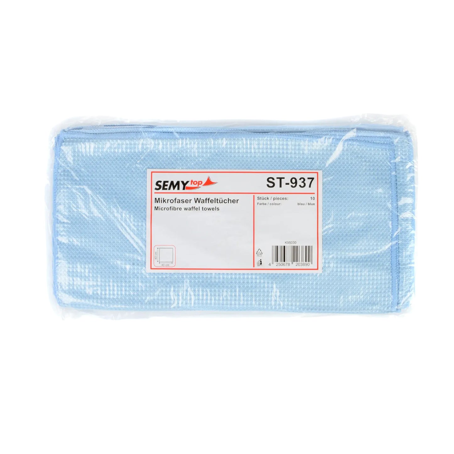 Microfiber waffle cloths, blue, 40 x 40 cm, 20 x 10 pieces