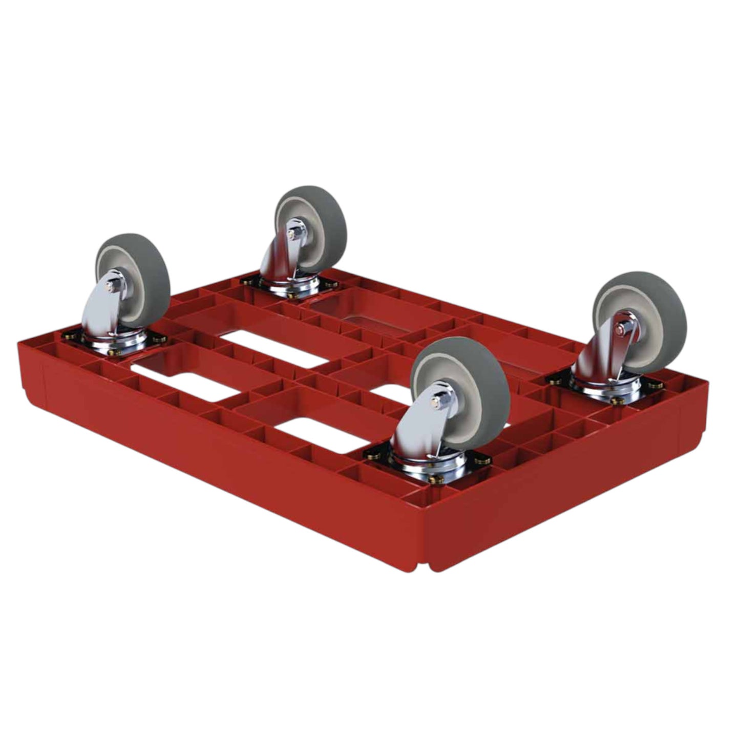 Transportroller KU rot, 610 x 410 mm, offene Variante, ø 100 TPE