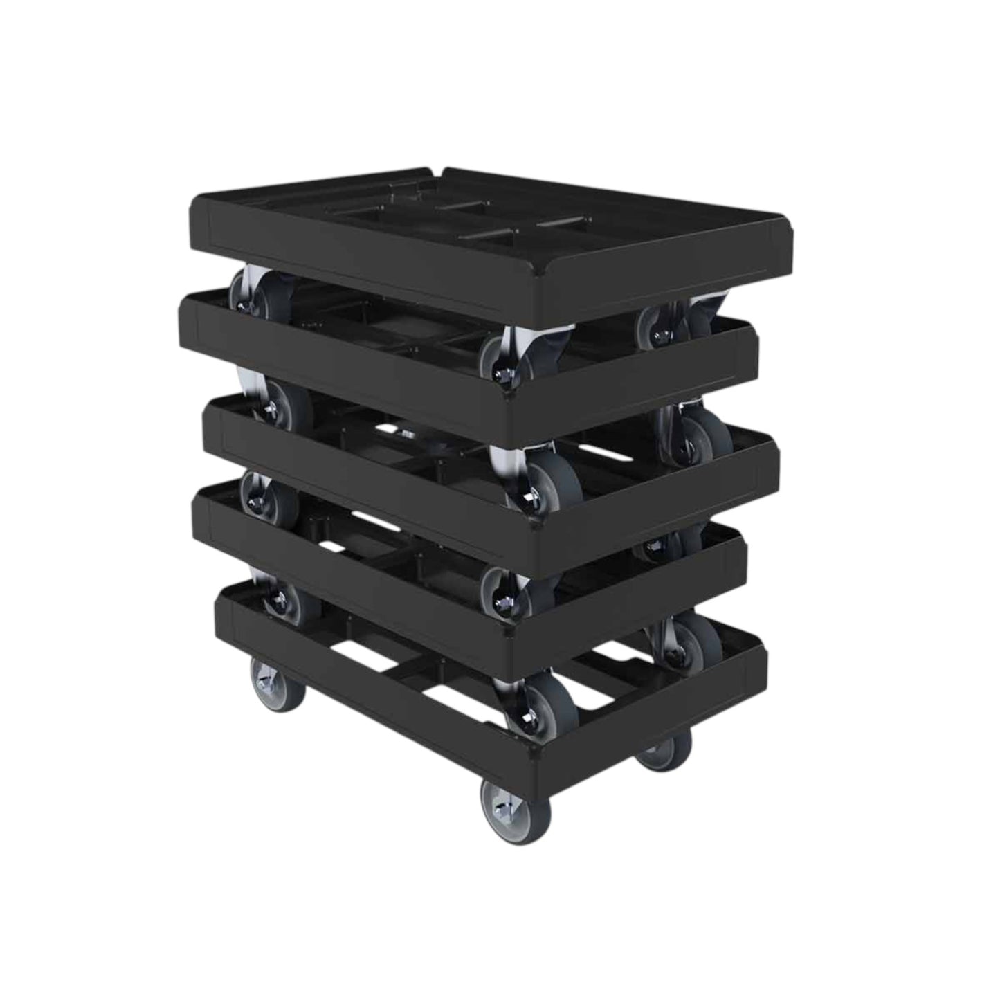 Chariot de transport « BASICline » KU RC noir, 610 x 410 mm, version ouverte, ø 100 TPE, 4 roulettes pivotantes
