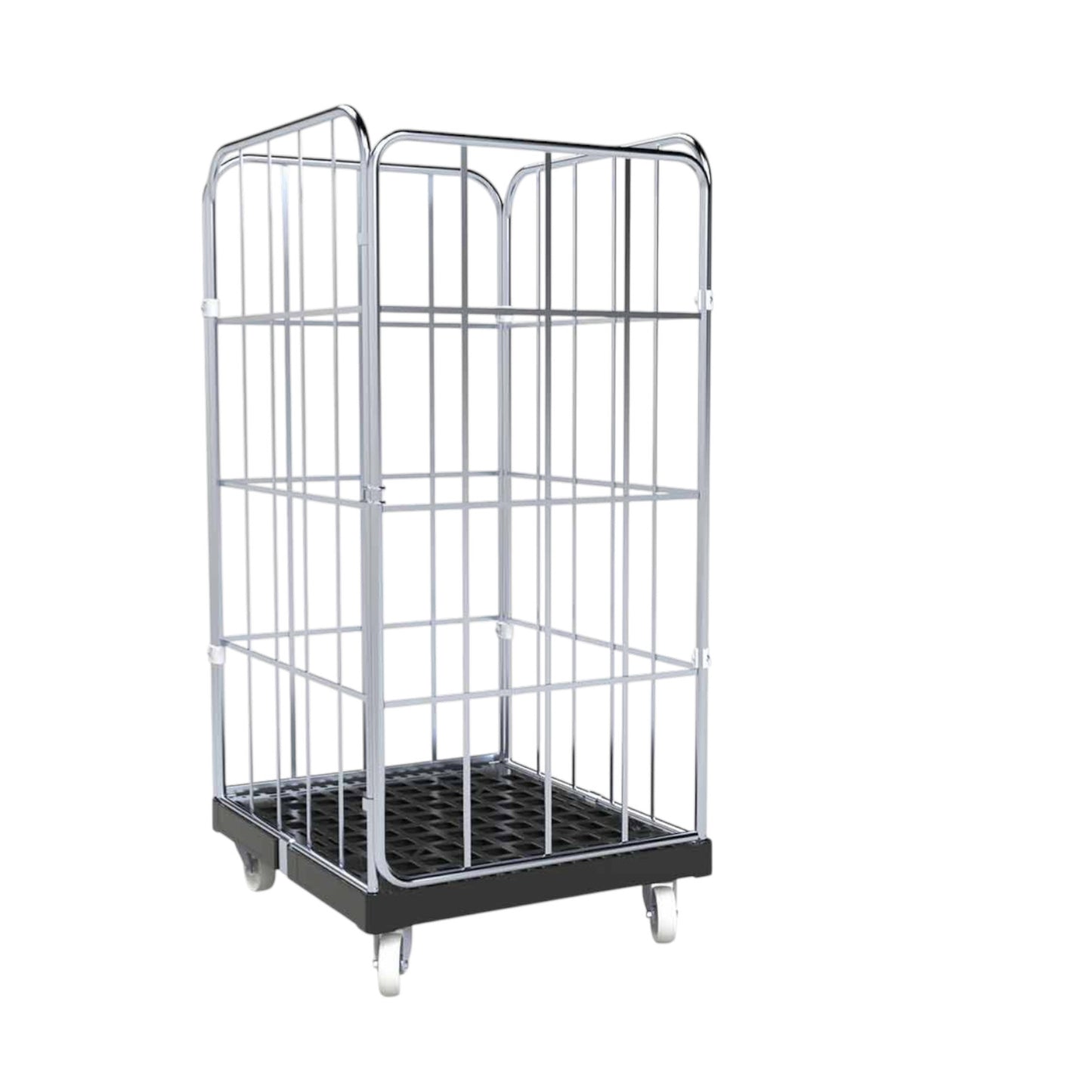 Conteneur à roulettes « BASICline », 724 x 815 mm, 4 côtés, ø 20 mm, paroi avant en 1 partie, galvanisé bleu Cr 3