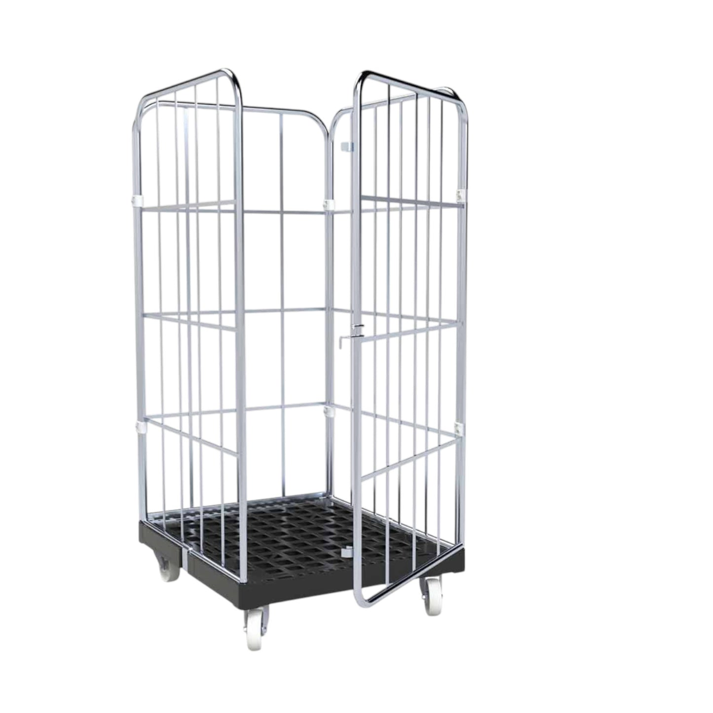 Conteneur à roulettes « BASICline », 724 x 815 mm, 4 côtés, ø 20 mm, paroi avant en 1 partie, galvanisé bleu Cr 3