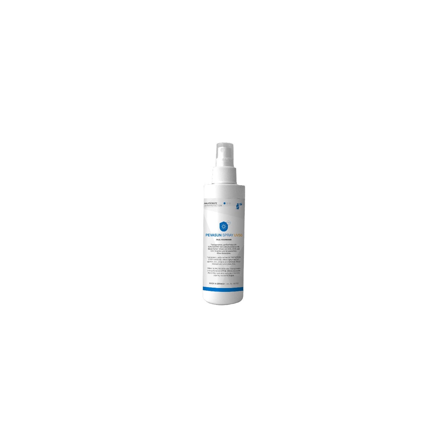 PEVASUN SPRAY UV50+ Das transparente, wasserfeste UV-SCHUTZSPRAY mit Lichtschutzfaktor 50 als Schutz vor Hautschäden.