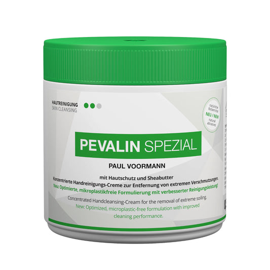 Pevalin Spezial Hautreinigung Dose 500ml - Konzentrierte Handreinigungs-Creme mit natürlichen Reibemitteln aus Maiskolben- und Walnussschalenmehl - mit intensiver Wirkung