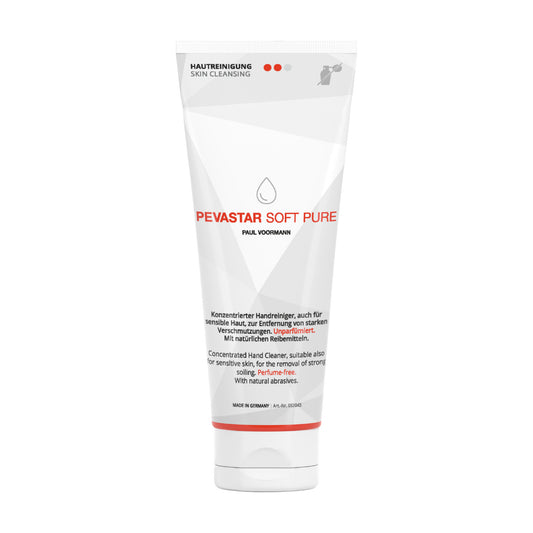 Pevastar SOFT PURE - Concentrated hand cleaner with natural abrasives made from walnut shell flour - unscented - suitable for sensitive skin, tube