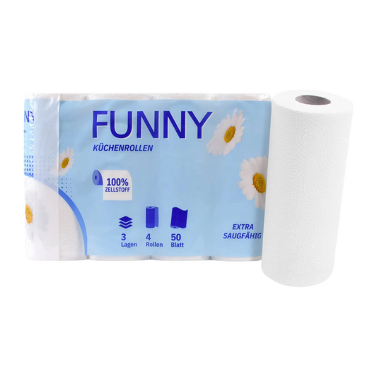 Küchenrolle 3-lagig, 50 Blatt, Zellstoff hochweiß, 12 x 4 Rollen
