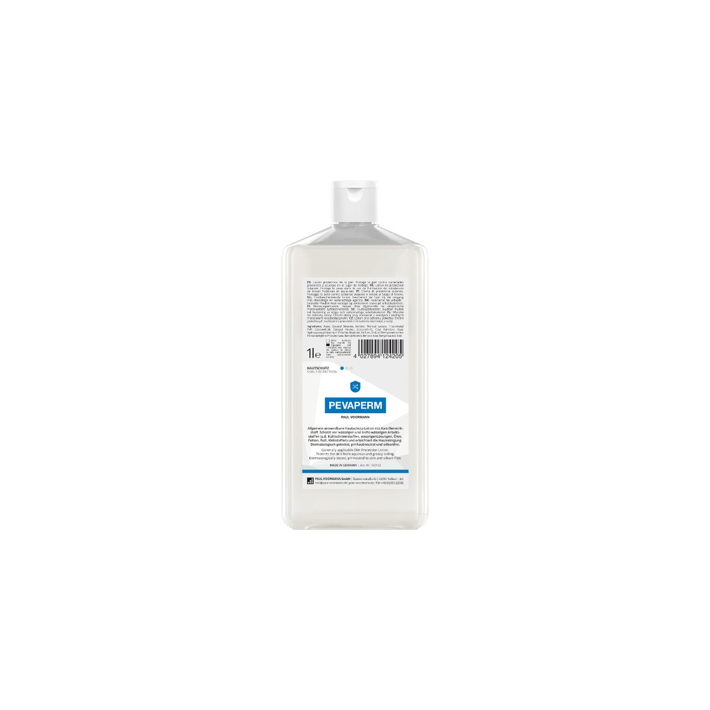 Pevaperm Skin Protection Bottle 1L For protection against aqueous and non-aqueous working materials