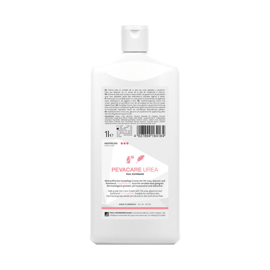 Pevacare Urea Hautpflege - Wirkstoffreiche, hochwertige Hautpflege-Creme mit 5% Urea Hartflasche 1L