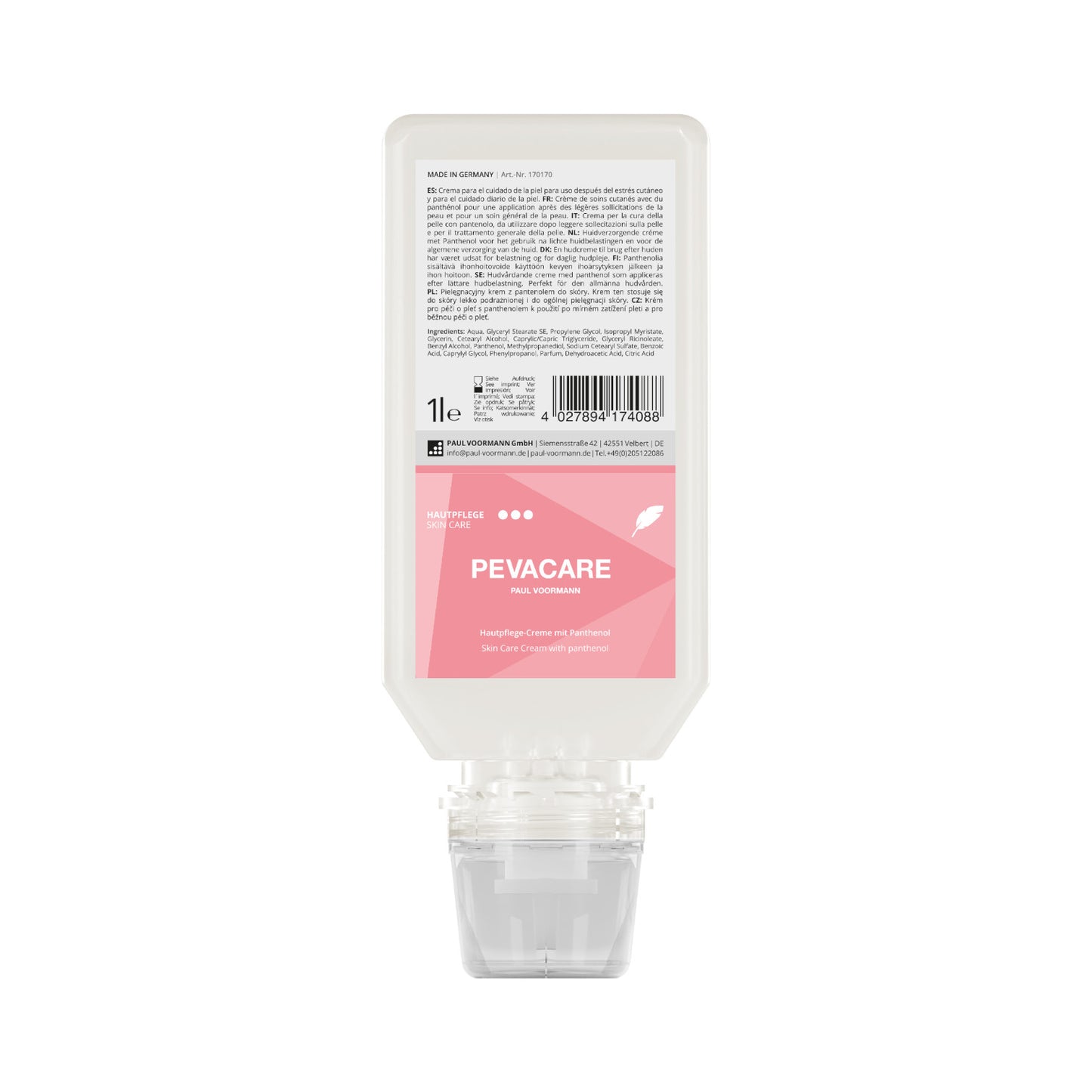Pevacare Hautpflege-Creme mit Panthenol Softflasche 1L