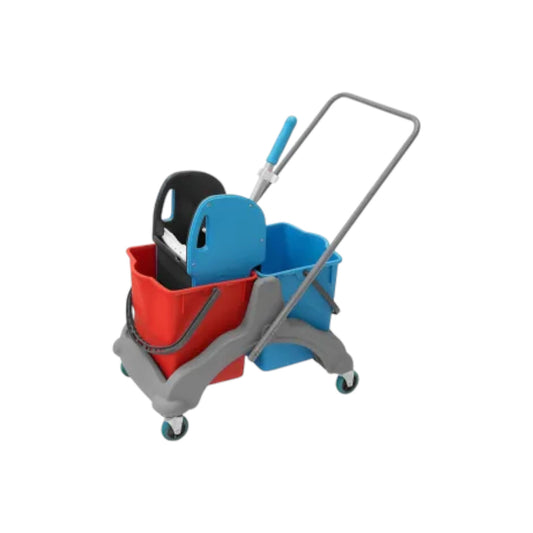 Doppelfahrwagen mit 2 x 25 l Eimer und Kunststoffpresse