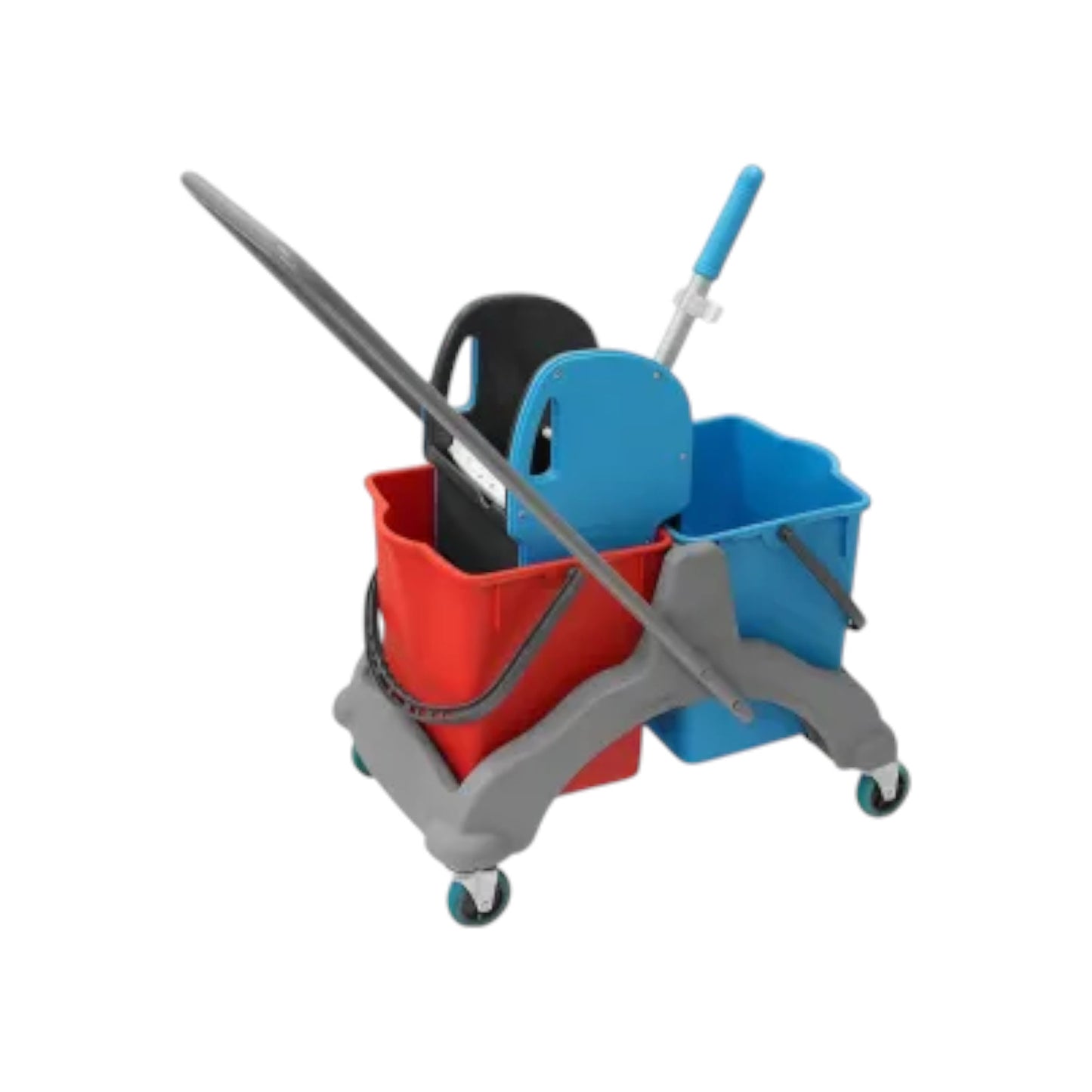 Doppelfahrwagen mit 2 x 25 l Eimer und Kunststoffpresse