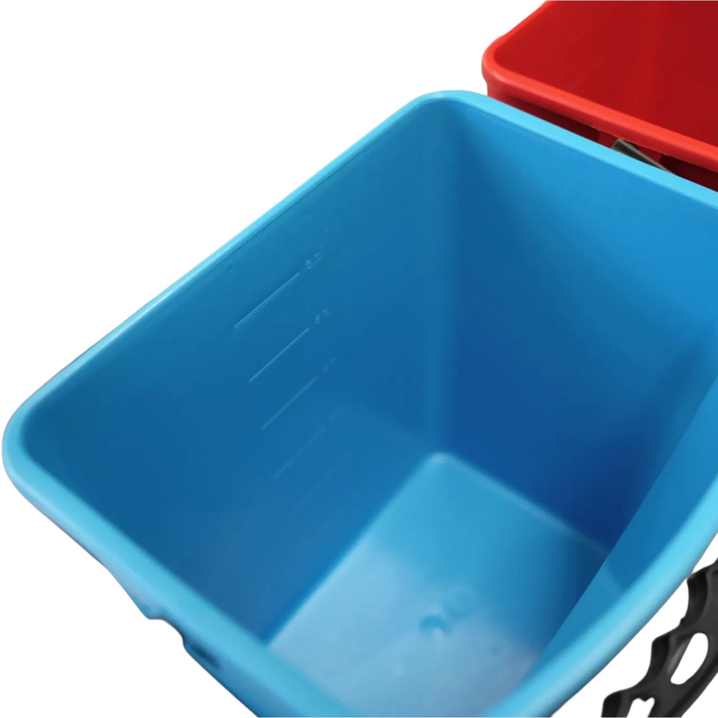 Reinigungswagen 2x5l mit Doppelfahrwagen 2x18l Eimer, Mopp-Presse, Mopp-Halterung, Utensilbehälter und 100l Leinentasche