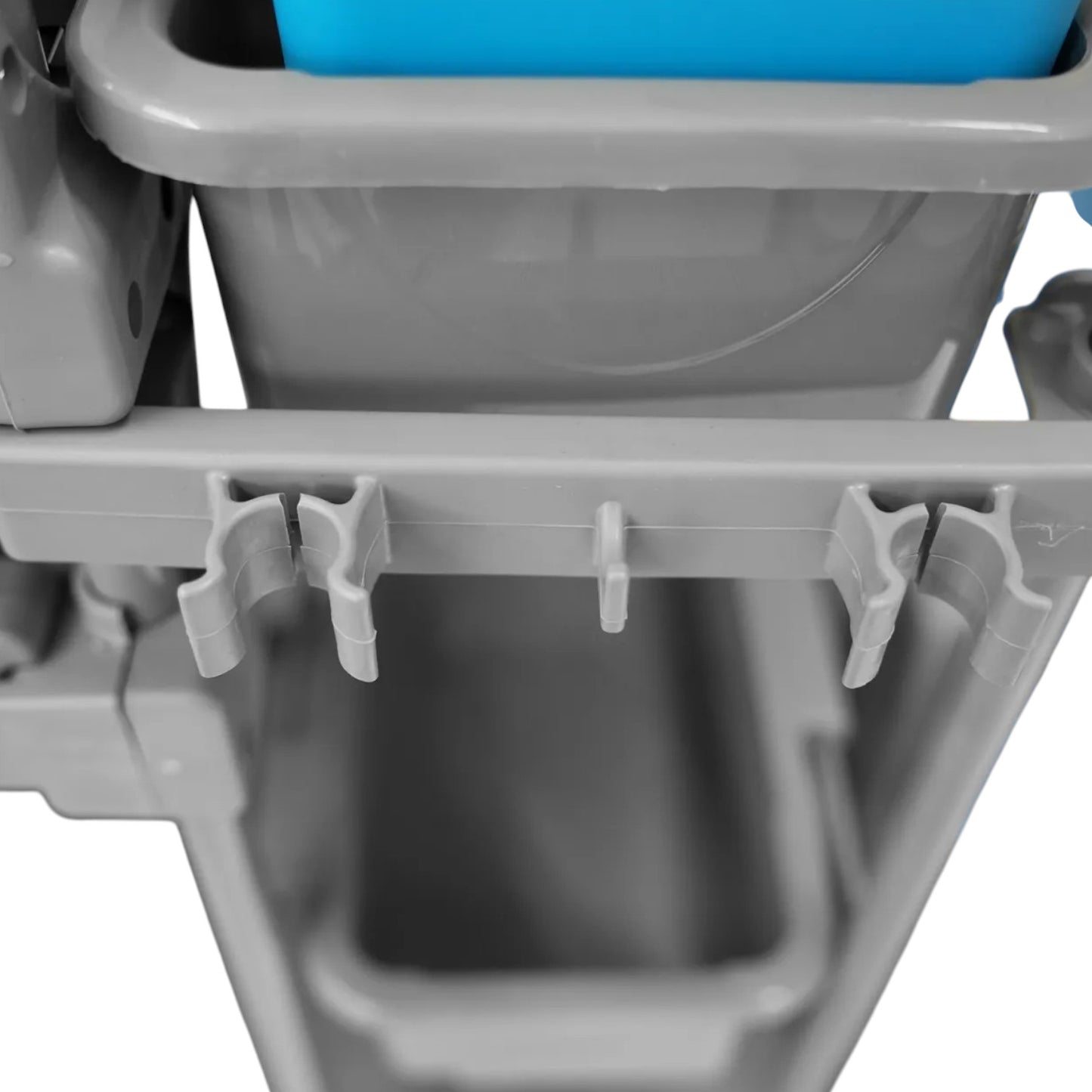 Reinigungswagen 2x5l mit Doppelfahrwagen 2x18l Eimer, Mopp-Presse, Mopp-Halterung, Utensilbehälter und 100l Leinentasche