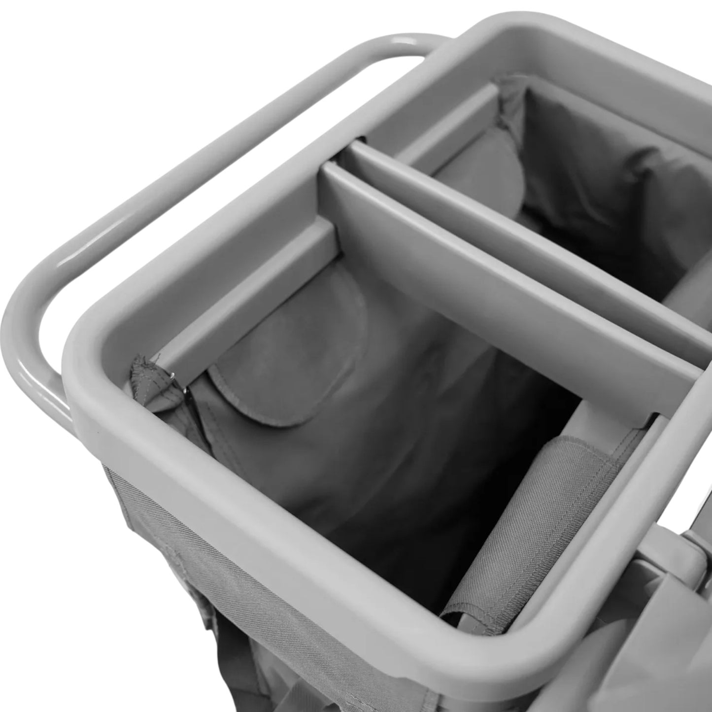 Reinigungswagen 2x5l mit Doppelfahrwagen 2x18l Eimer, Mopp-Presse, Mopp-Halterung, Utensilbehälter und 100l Leinentasche