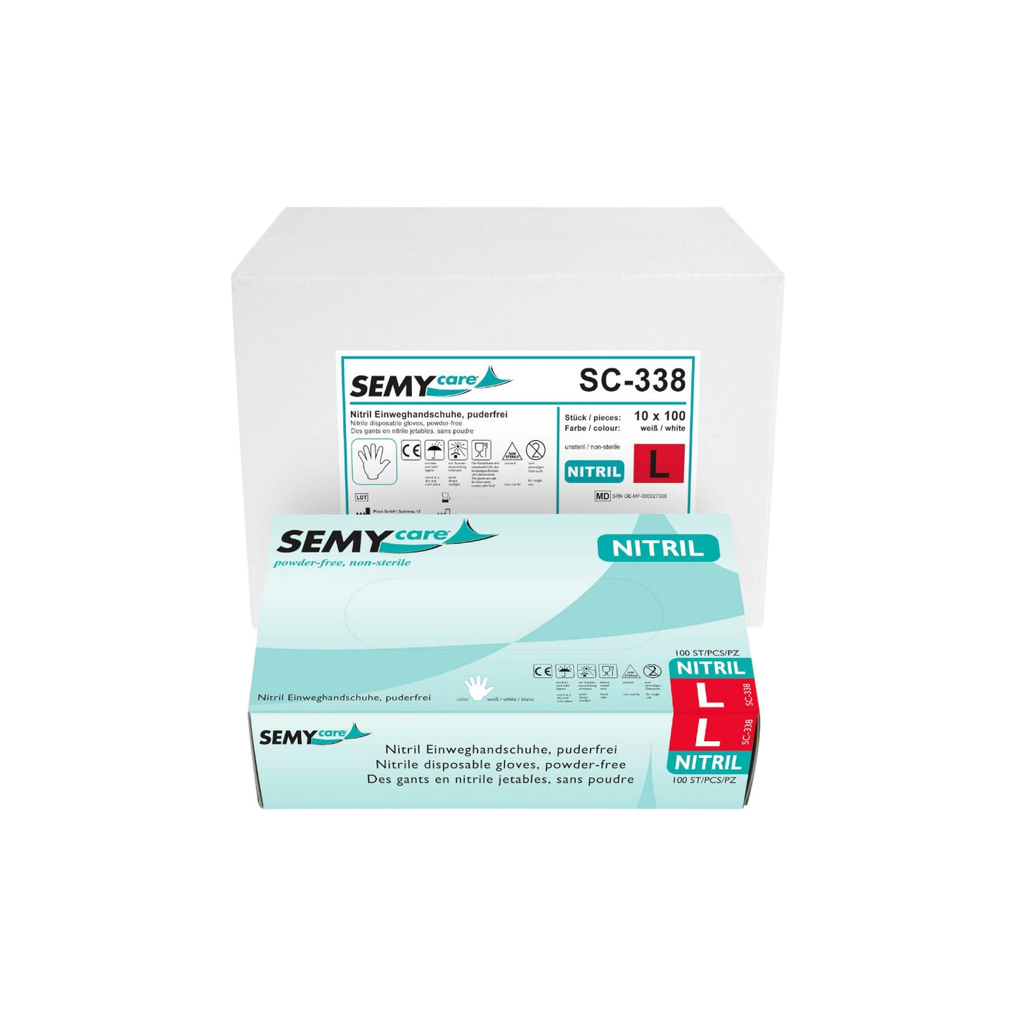 Nitrile disposable gloves white, powder-free, 10 x 100 pieces 