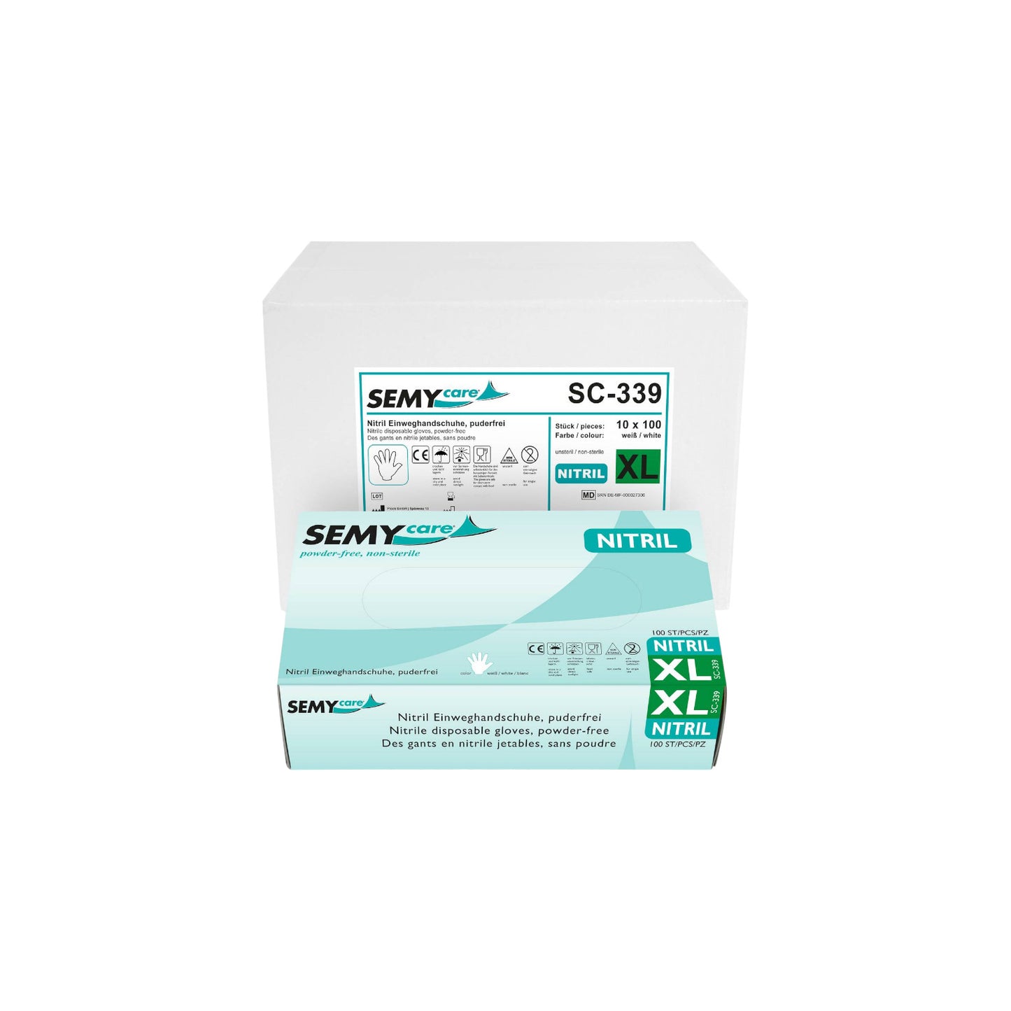 Nitrile disposable gloves white, powder-free, 10 x 100 pieces 