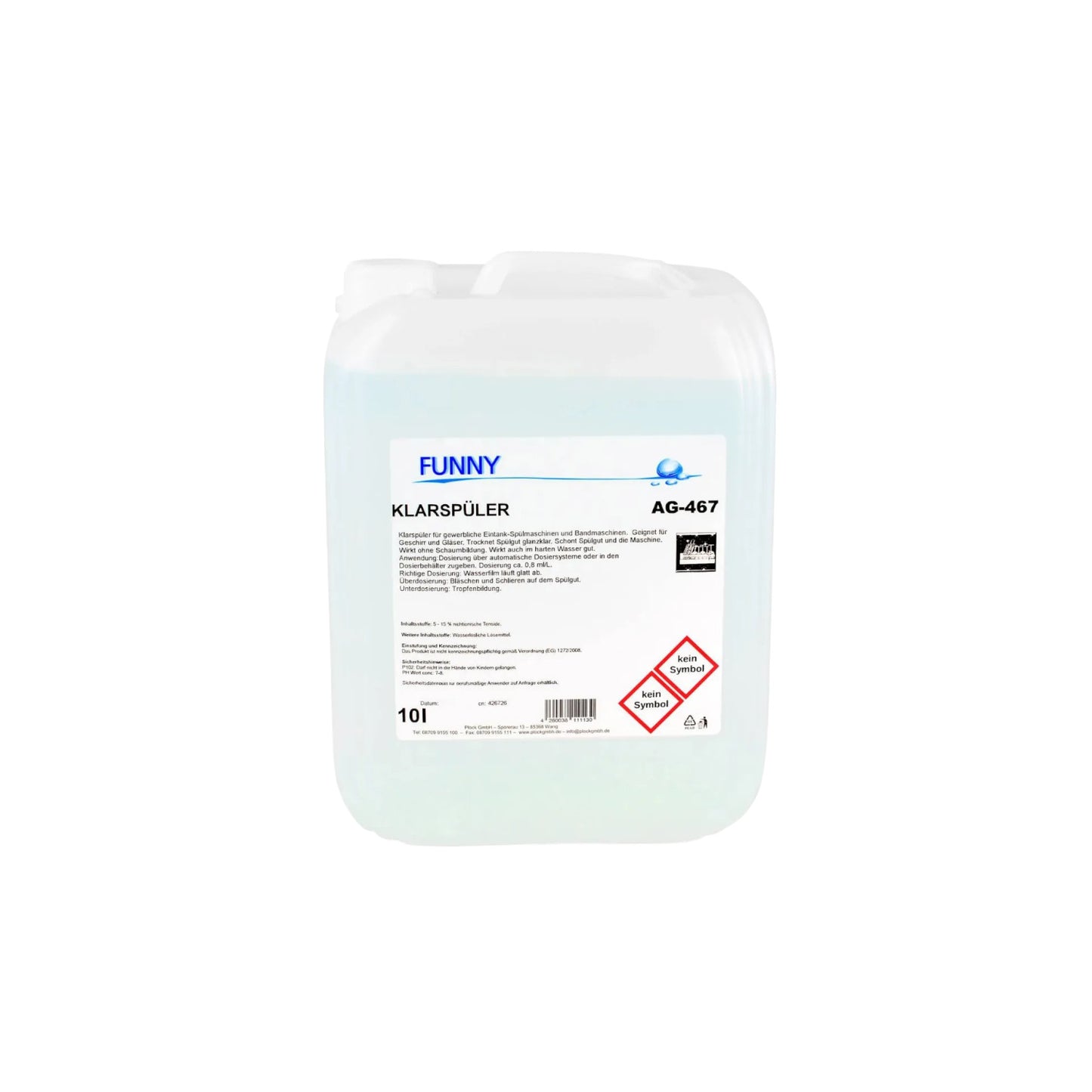 Rinse aid for glasses and dishes, 10 l