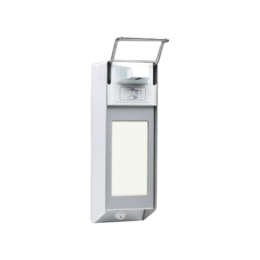 Metal dispenser for 1 l bottle, with viewing window, lockable