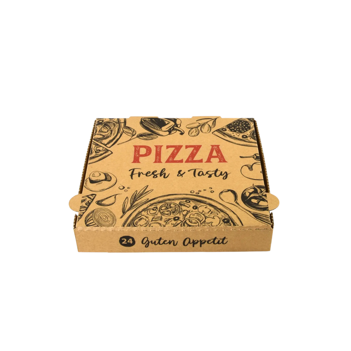 Pizzakarton, 24 x 24 x 4 cm, braun, 100 Stück