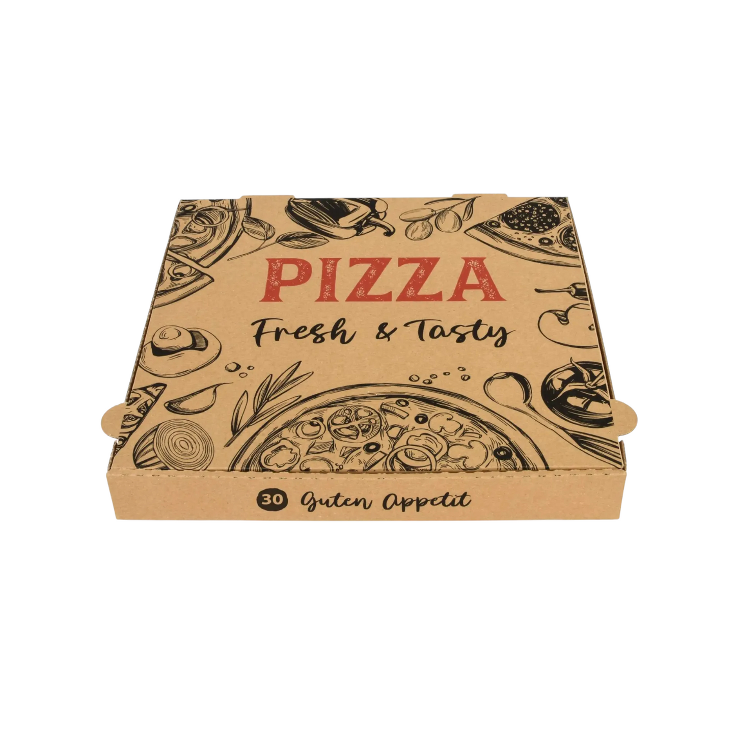 Pizzakarton, 26 x 26 x 4 cm, braun, 100 Stück