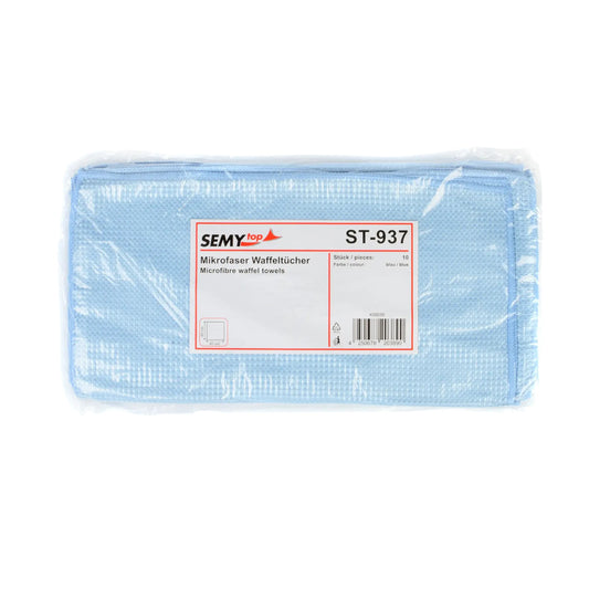 Microfiber waffle cloths, blue, 40 x 40 cm, 20 x 10 pieces