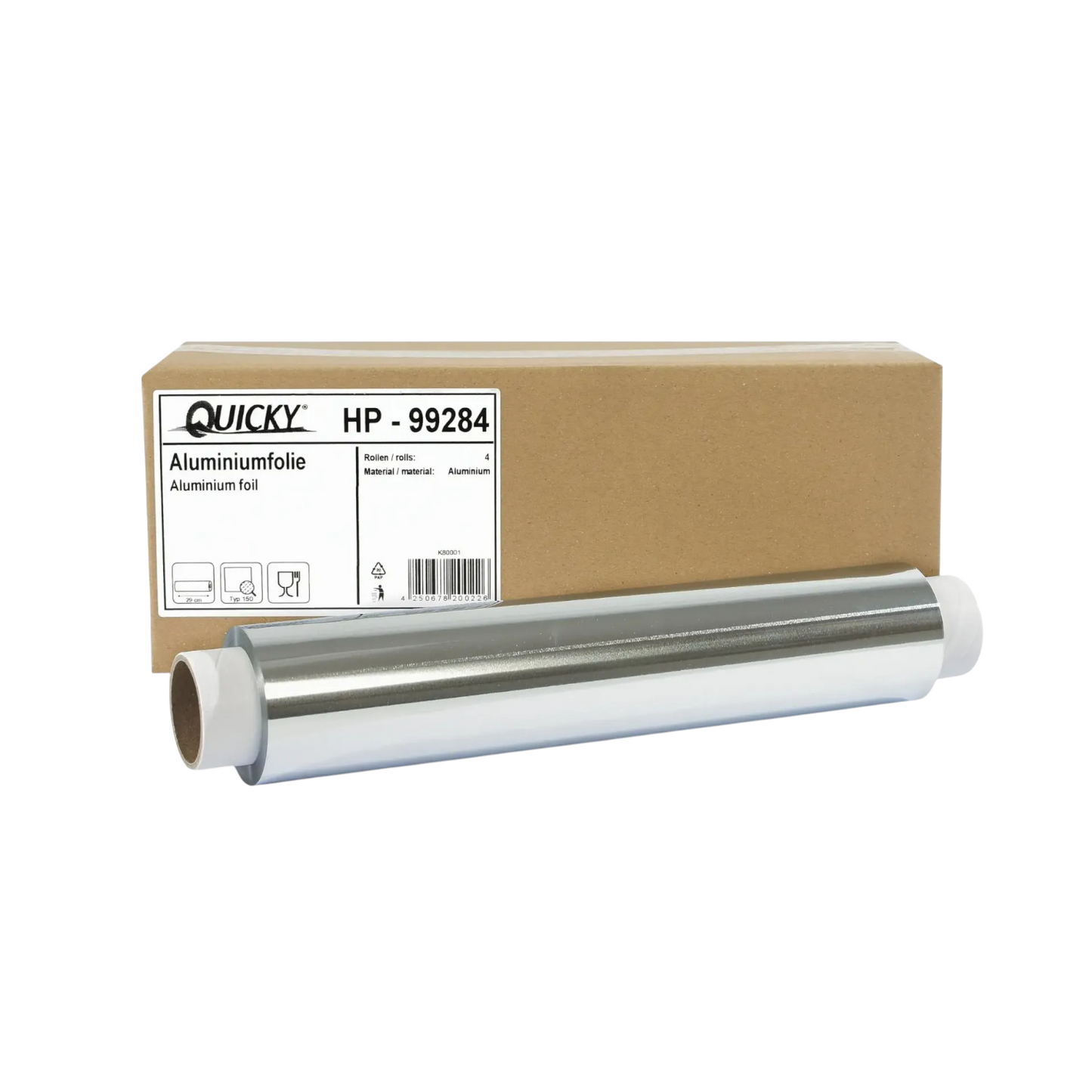 Aluminiumfolie, 29 cm, Typ 150 , lose, 4 Rollen