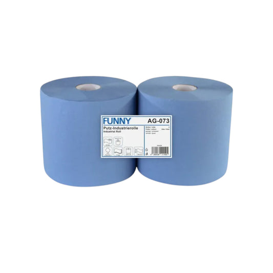 Industrierolle 26 cm, 3-lagig, recycling blau, 500 Blatt, 2 Rollen