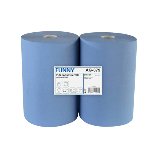 Industrierolle 37,5 cm, 3-lagig, recycling blau, 500 Blatt, 2 Rollen
