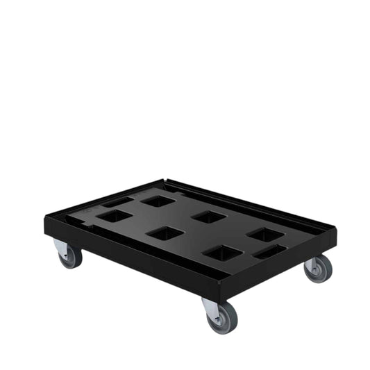 Transportroller "BASICline" KU RC schwarz, 612 x 814, offene Variante, ø 100 TPE, 2 Lenkrollen, 2 Bockrollen