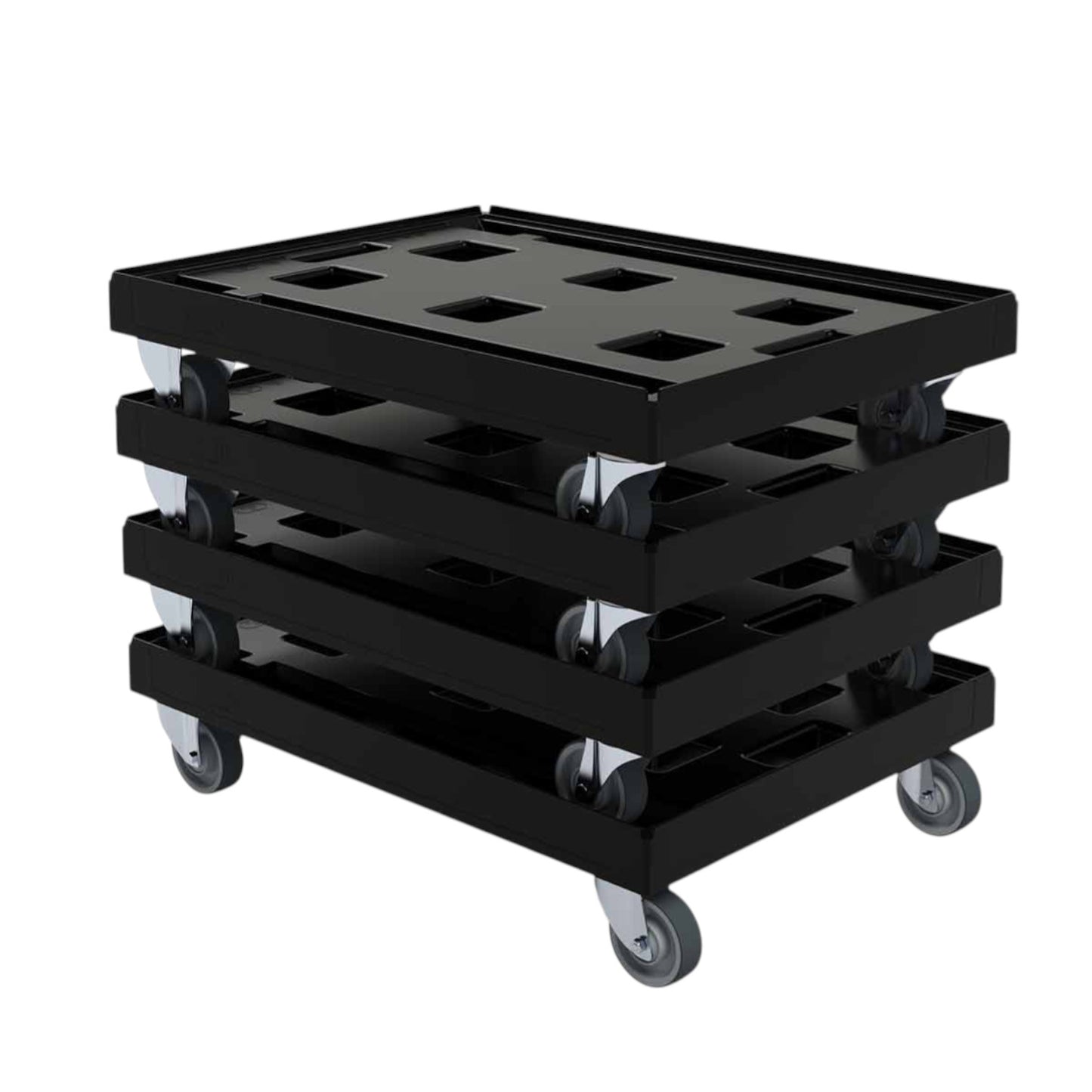 Transportroller "BASICline" KU RC schwarz, 612 x 814, offene Variante, ø 100 TPE, 2 Lenkrollen, 2 Bockrollen