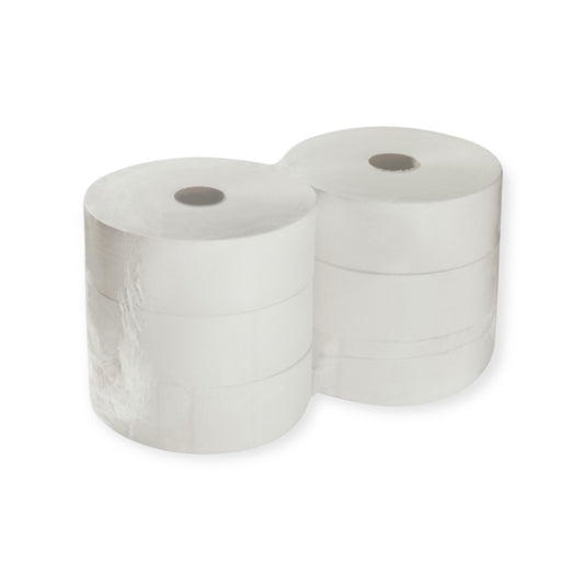 Jumbo-Toilettenpapier, 2-lagig, 380,0m, Recycling, Blatt 9,0 x 22,0 cm, Ø Hülse 6cm, Ø Rolle 27,0cm.