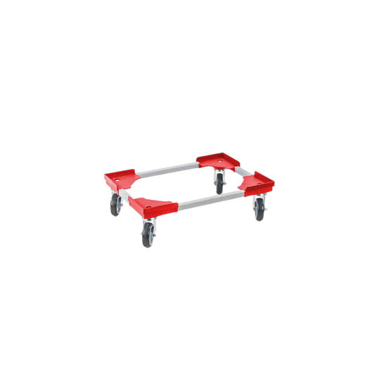 Transportroller ME rot, 415 x 615 mm, light Stahlprofil mit Kunststoffecken, ø 100 mm TPE