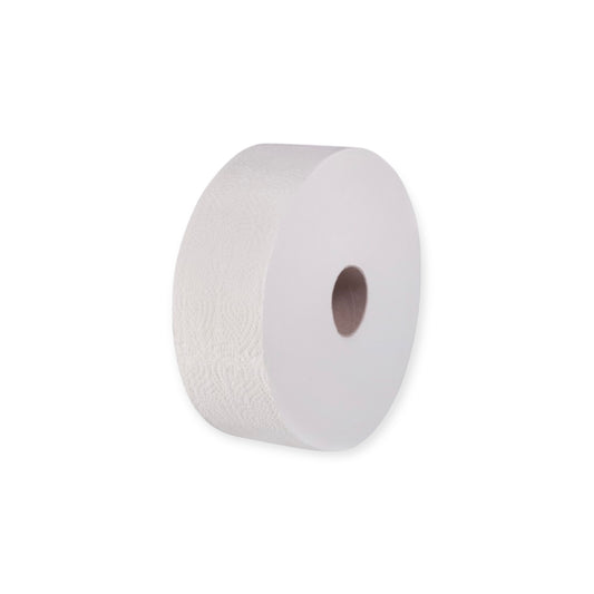 Jumbo-Toilettenpapier, 2-lagig, 350,00 m, Blatt 9,00 x 22,00 cm, Ø Hülse 6,00 cm, Breite 9,00 cm, Ø Rolle 27,0 cm.